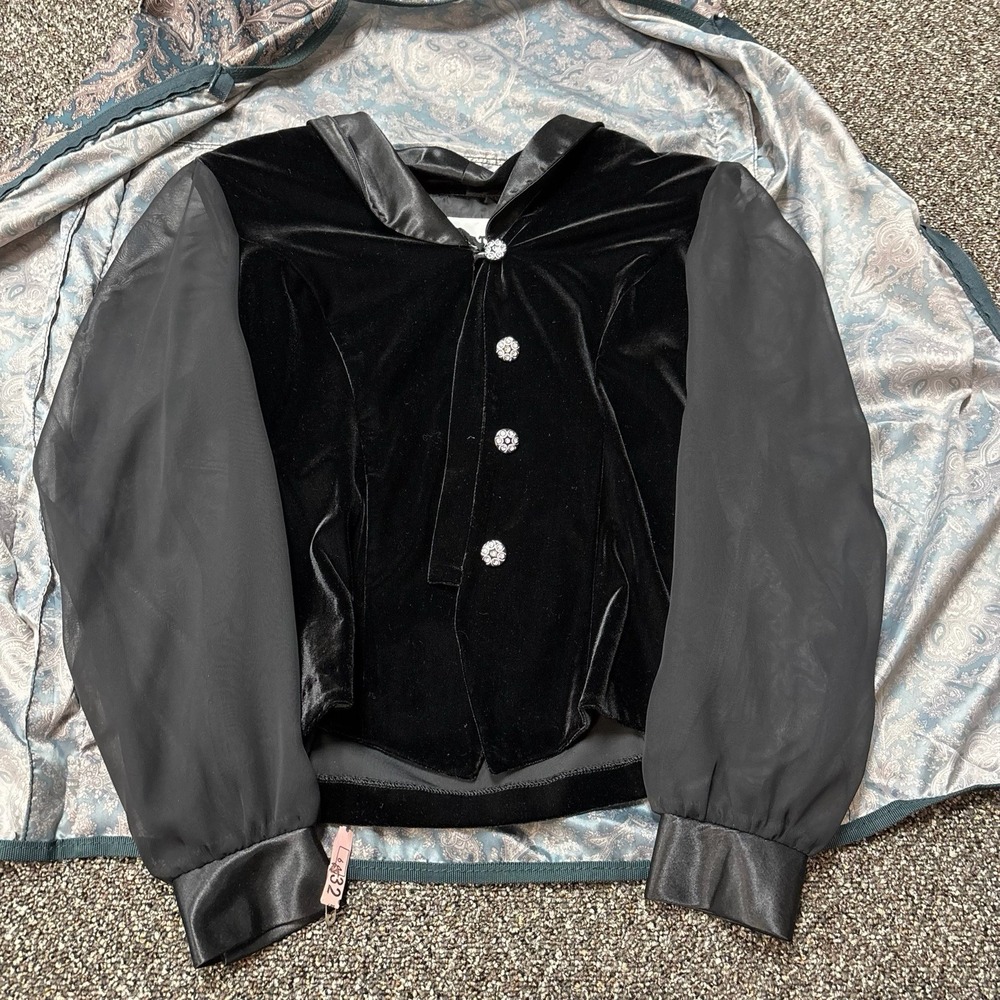 Another Thyme 1980s Blazer Black Velvet Valore Dry Cleaned Button Up Jacket